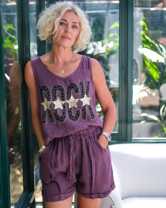 Rock & Ready Linen Top | Grape