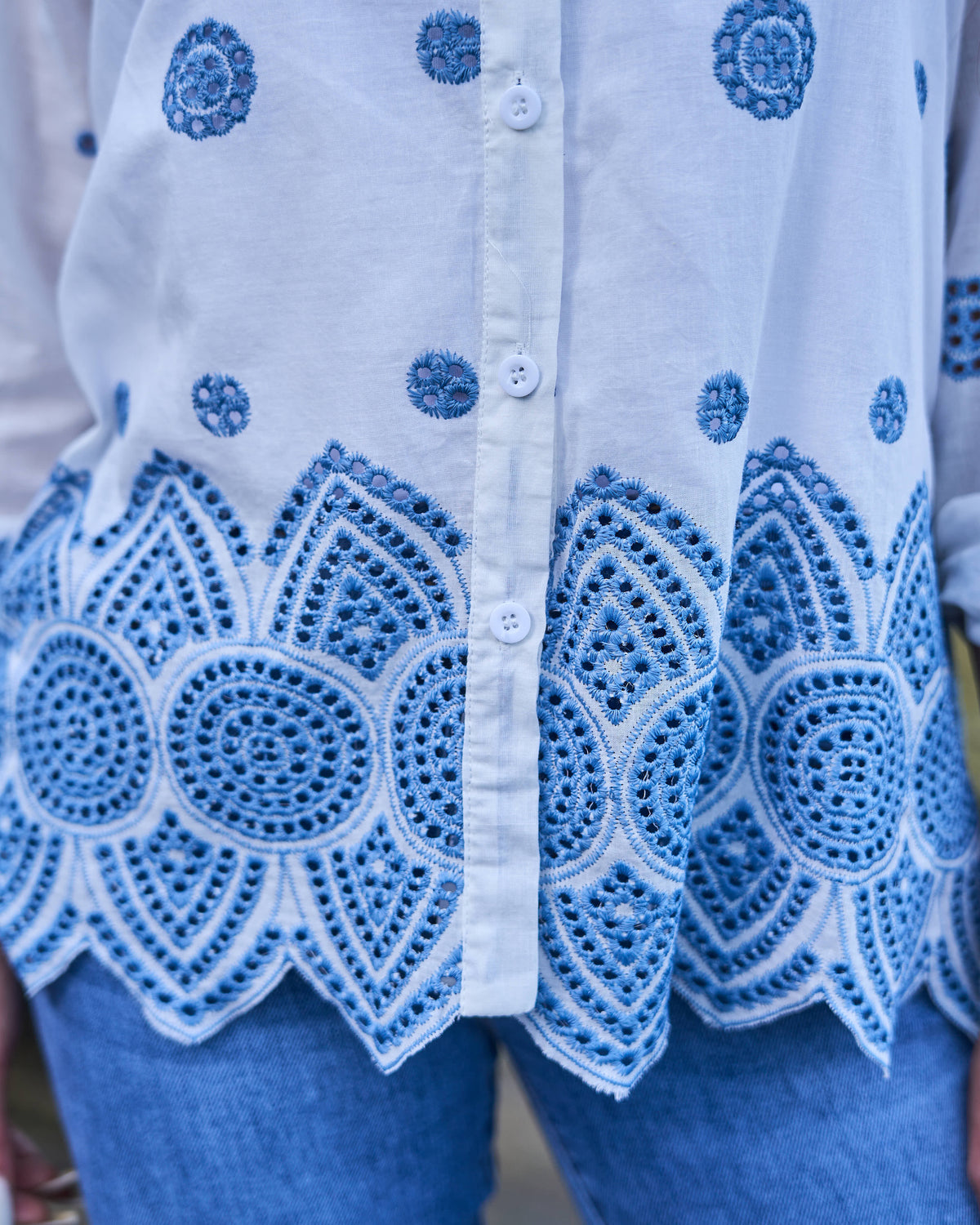 Santorini Lace Shirt | Blue
