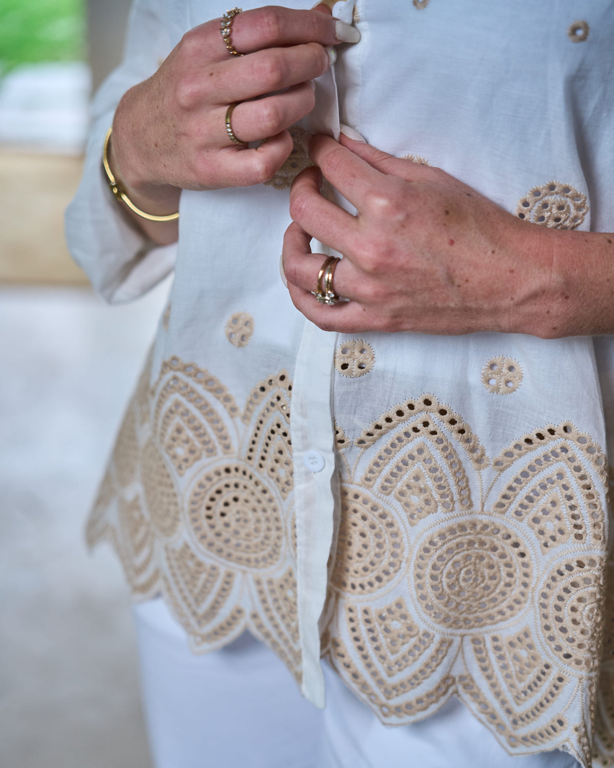 Santorini Lace Shirt | Khaki