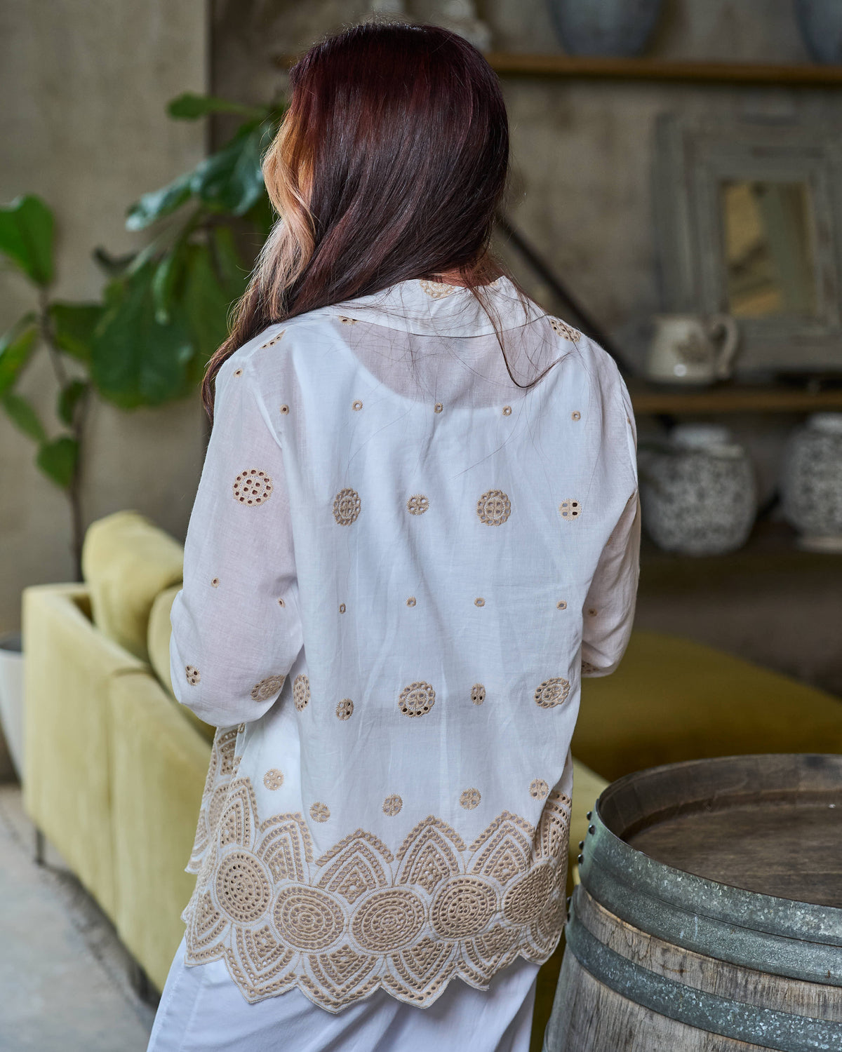 Santorini Lace Shirt | Khaki