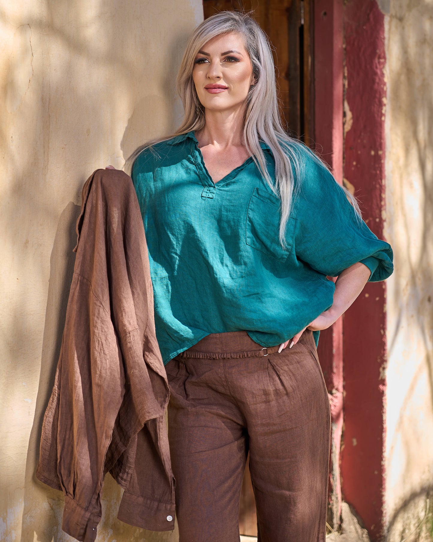 Savannah Linen Top | Emerald