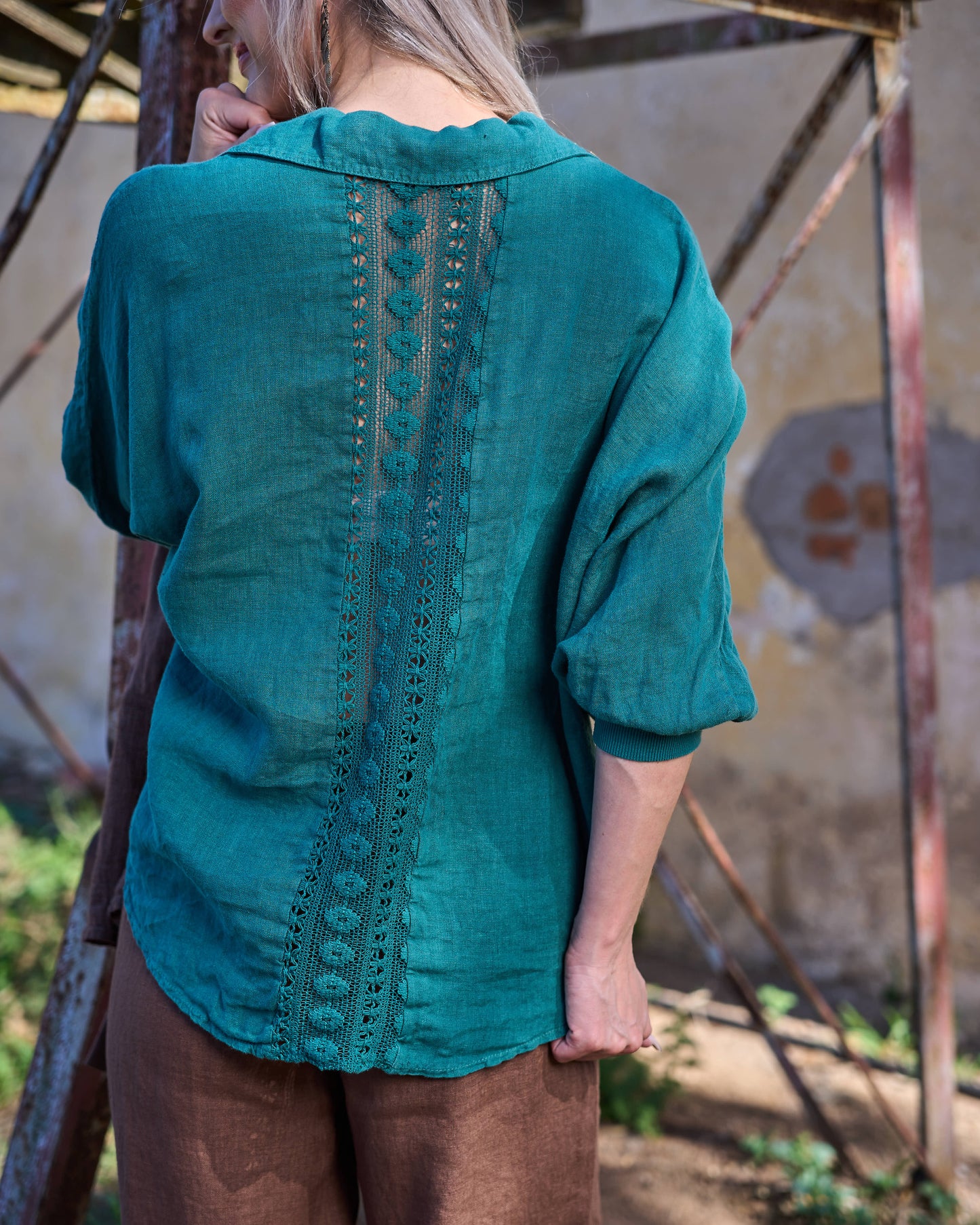 Savannah Linen Top | Emerald