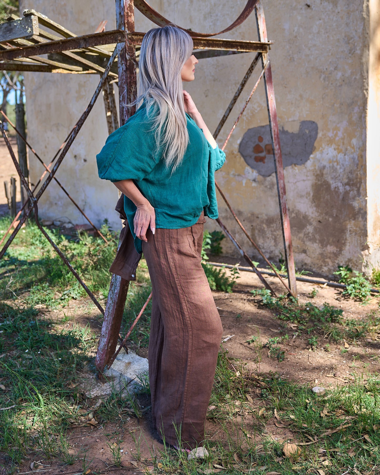 Savannah Linen Top | Emerald