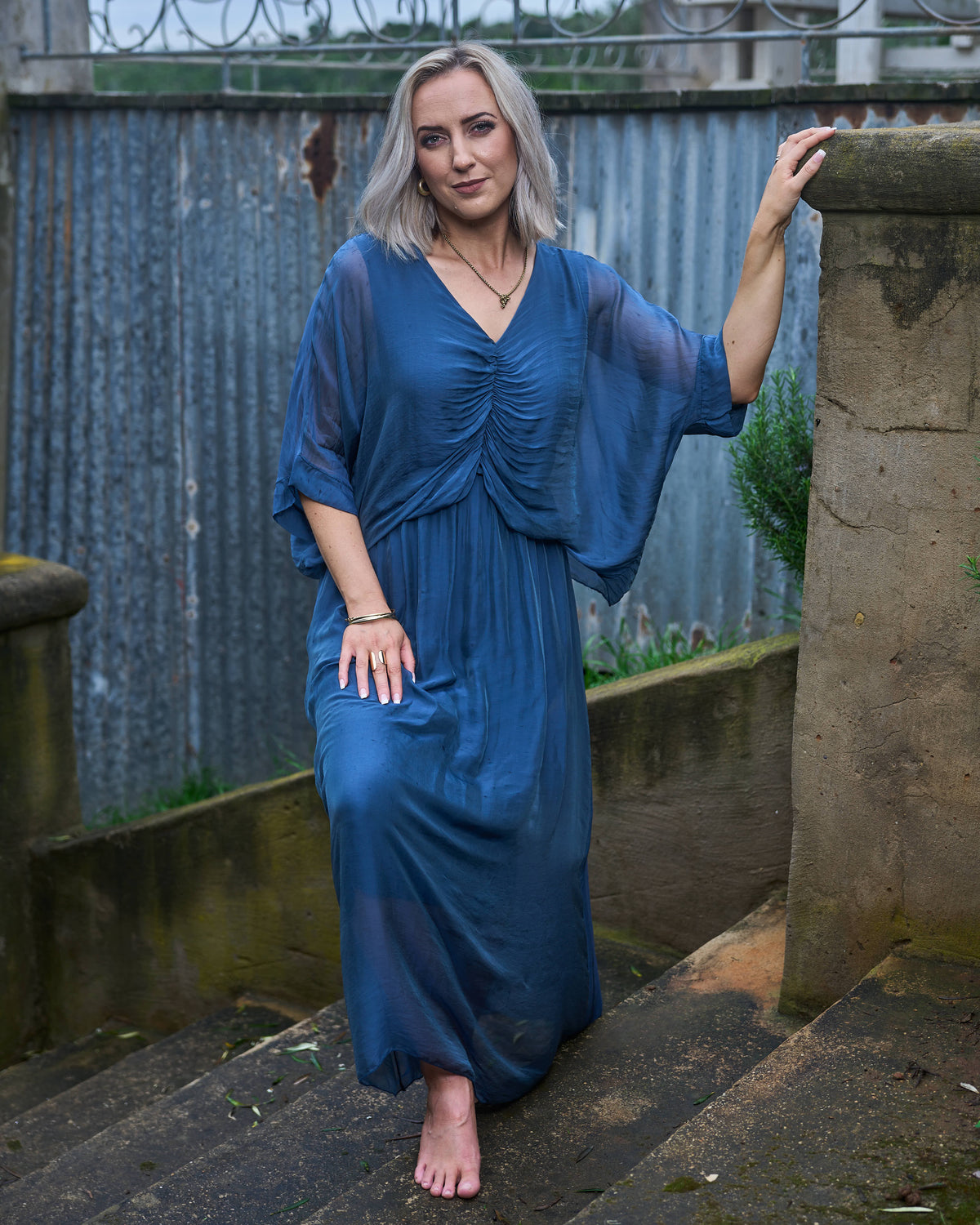 See me Glowing Silk Dress | Blue