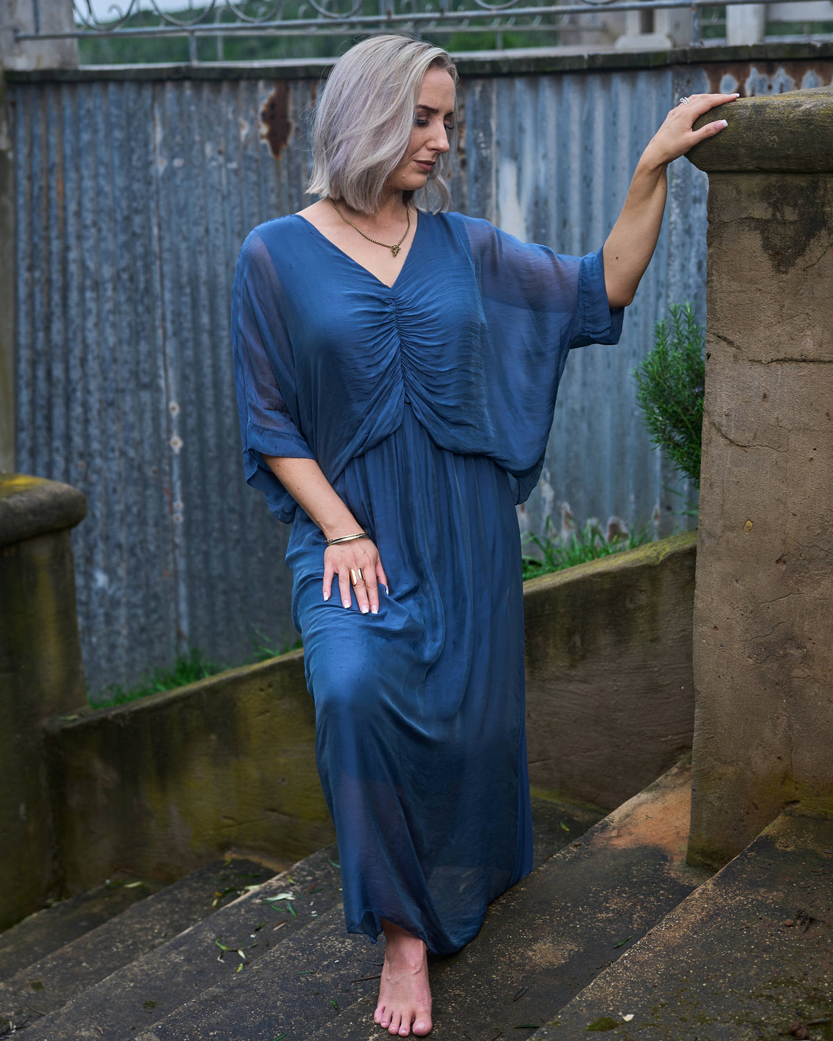 See me Glowing Silk Dress | Blue