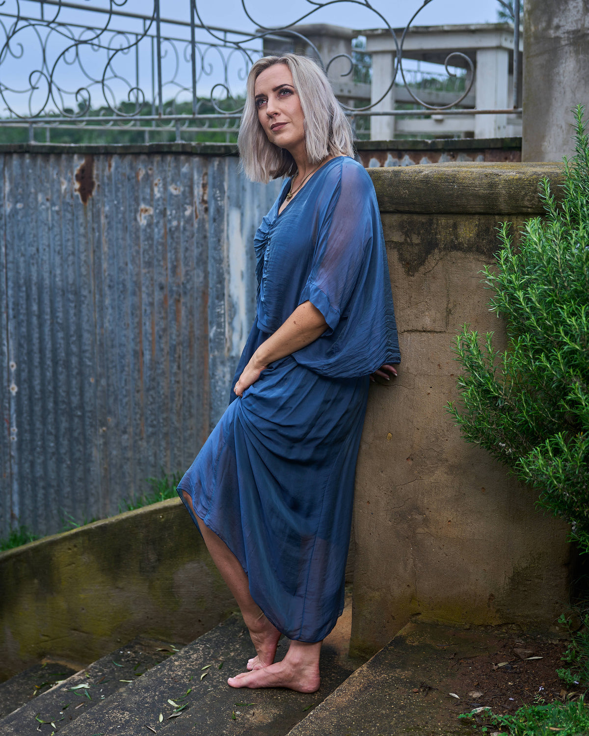 See me Glowing Silk Dress | Blue
