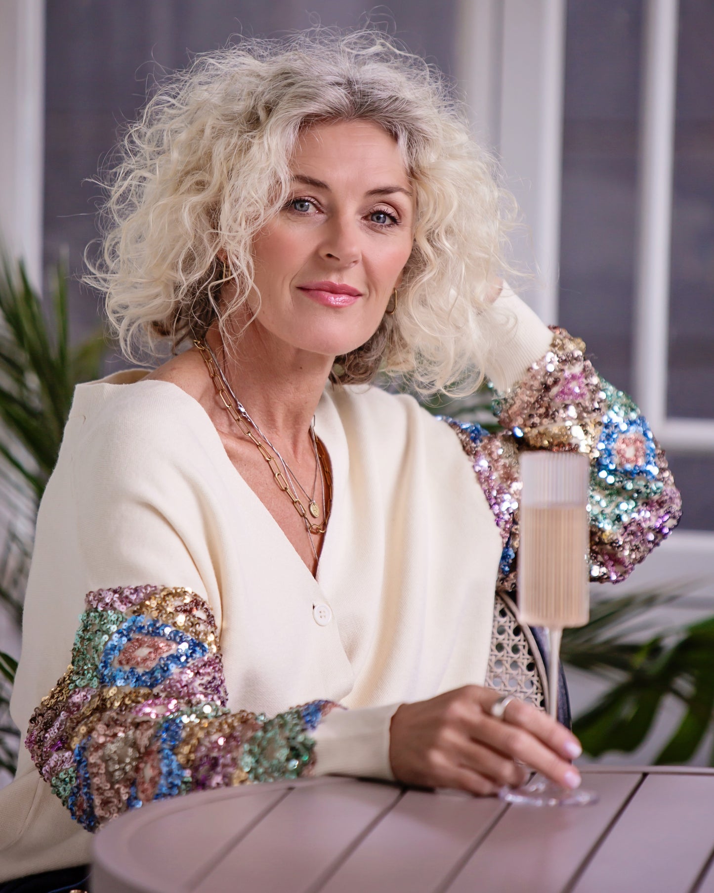 Sequin Story Cardigan | Cream