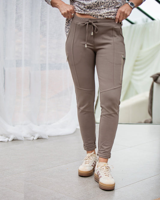 Side Zip Relaxed Pants | Taupe