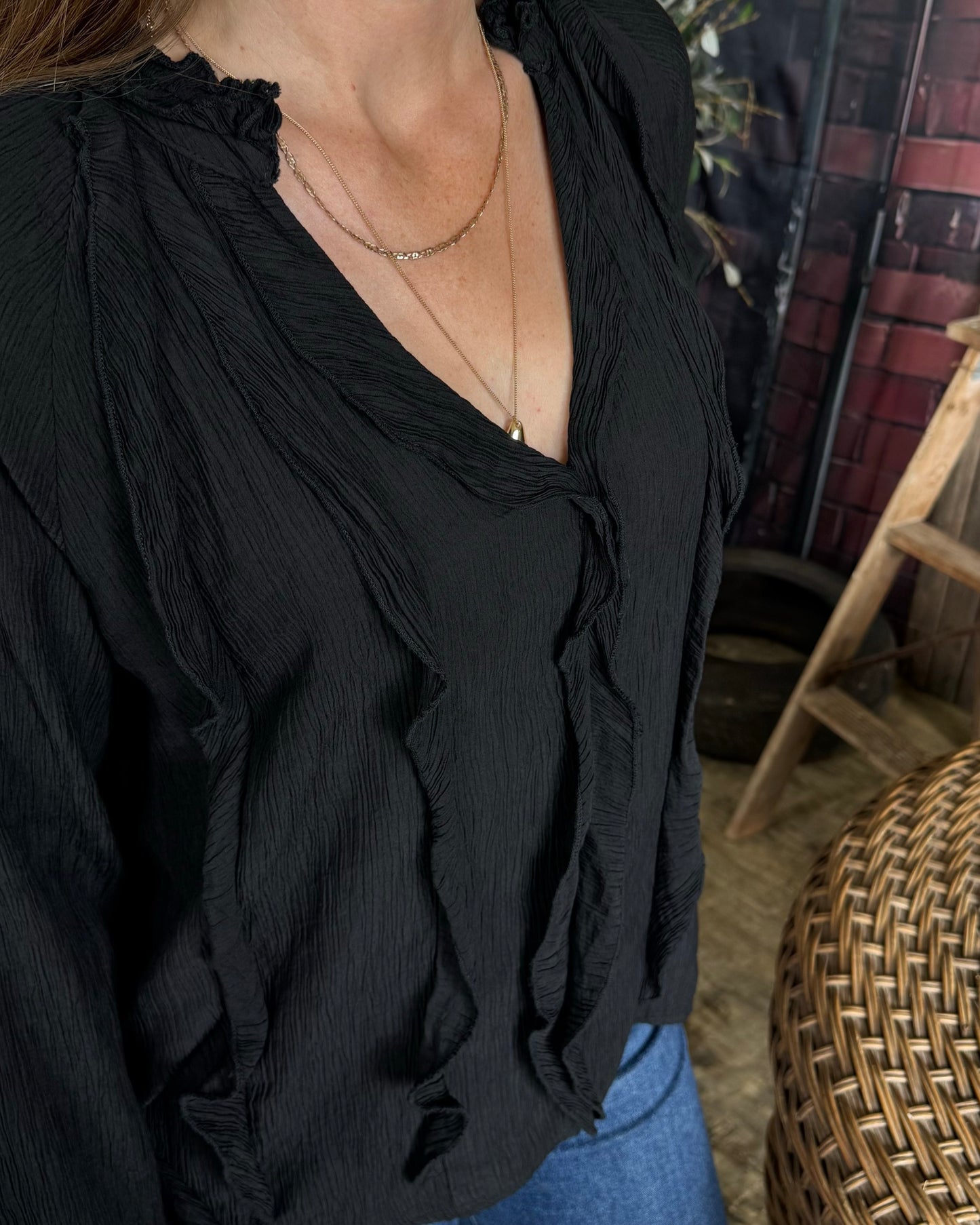 Sienna Frill Top | Black