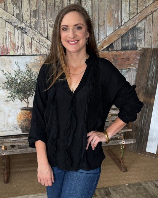 Sienna Frill Top | Black