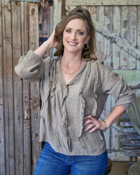 Sienna Frill Top | Gold