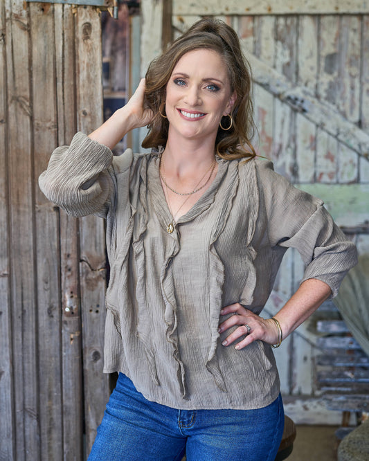 Sienna Frill Top | Gold