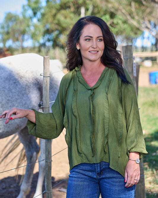 Sienna Frill Top | Pistachio