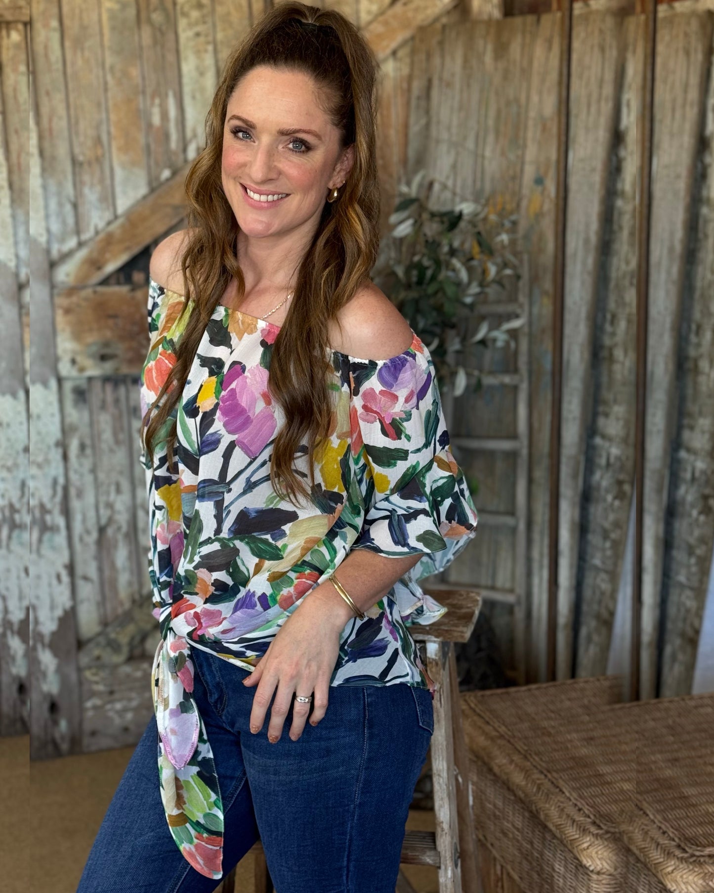 Simi Tie-Up Top | Floral Bouquet