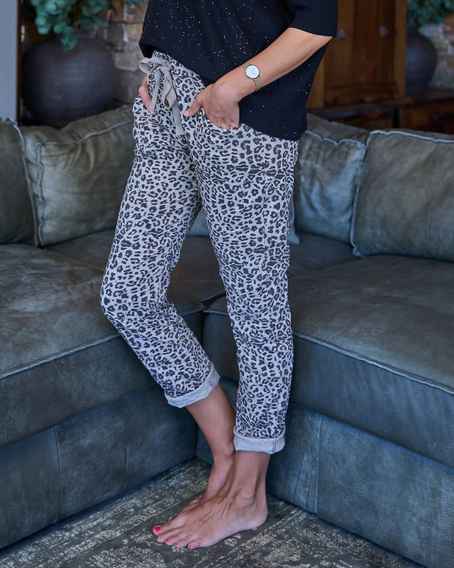 Sneaky Spot Drawstring Pants | Taupe