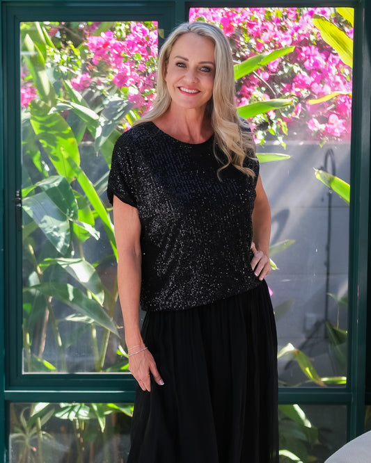 Starlet Sparkle Top | Black