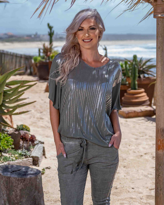Starlight Foil Top | Olive