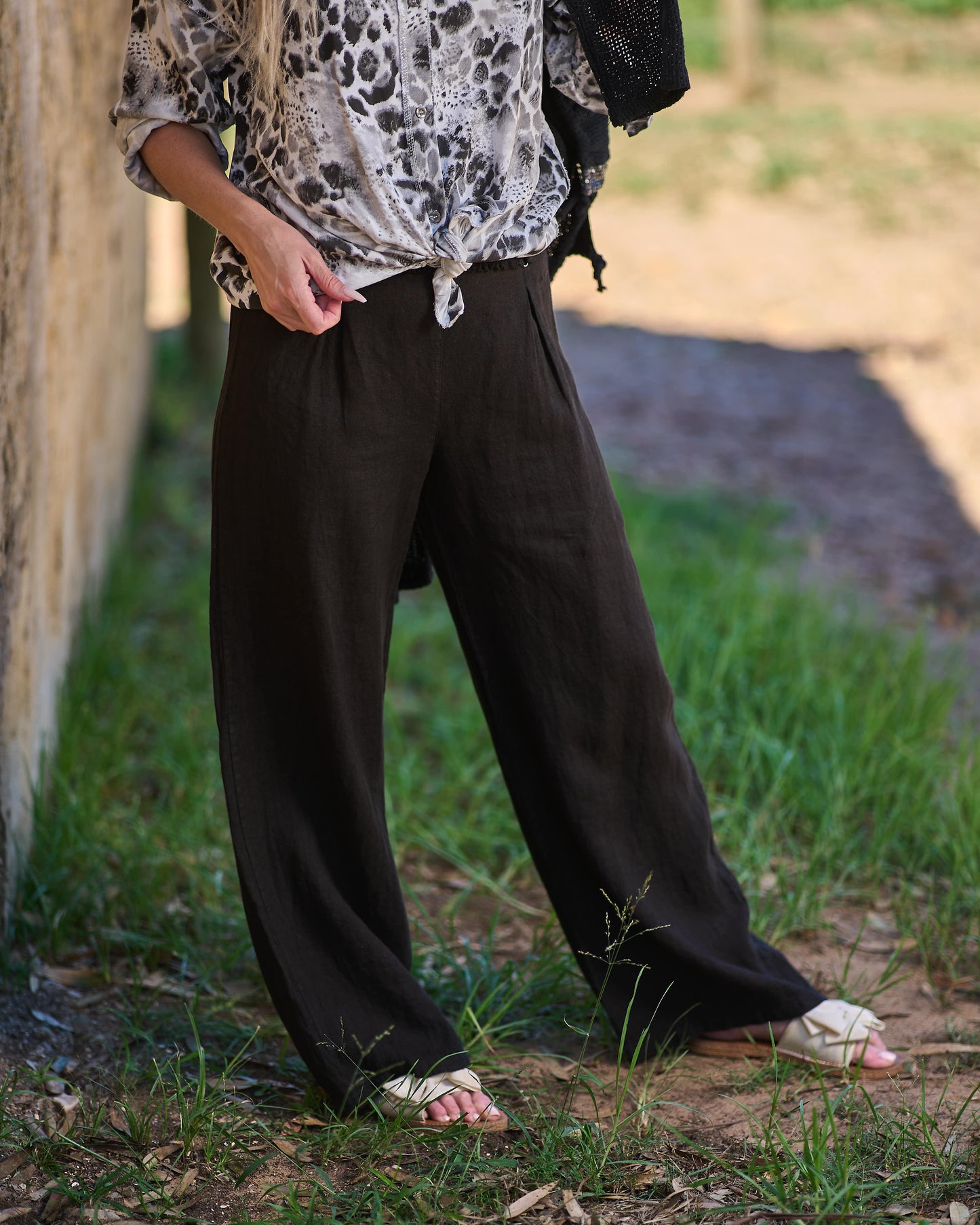 Step By Step Linen Pants | Black