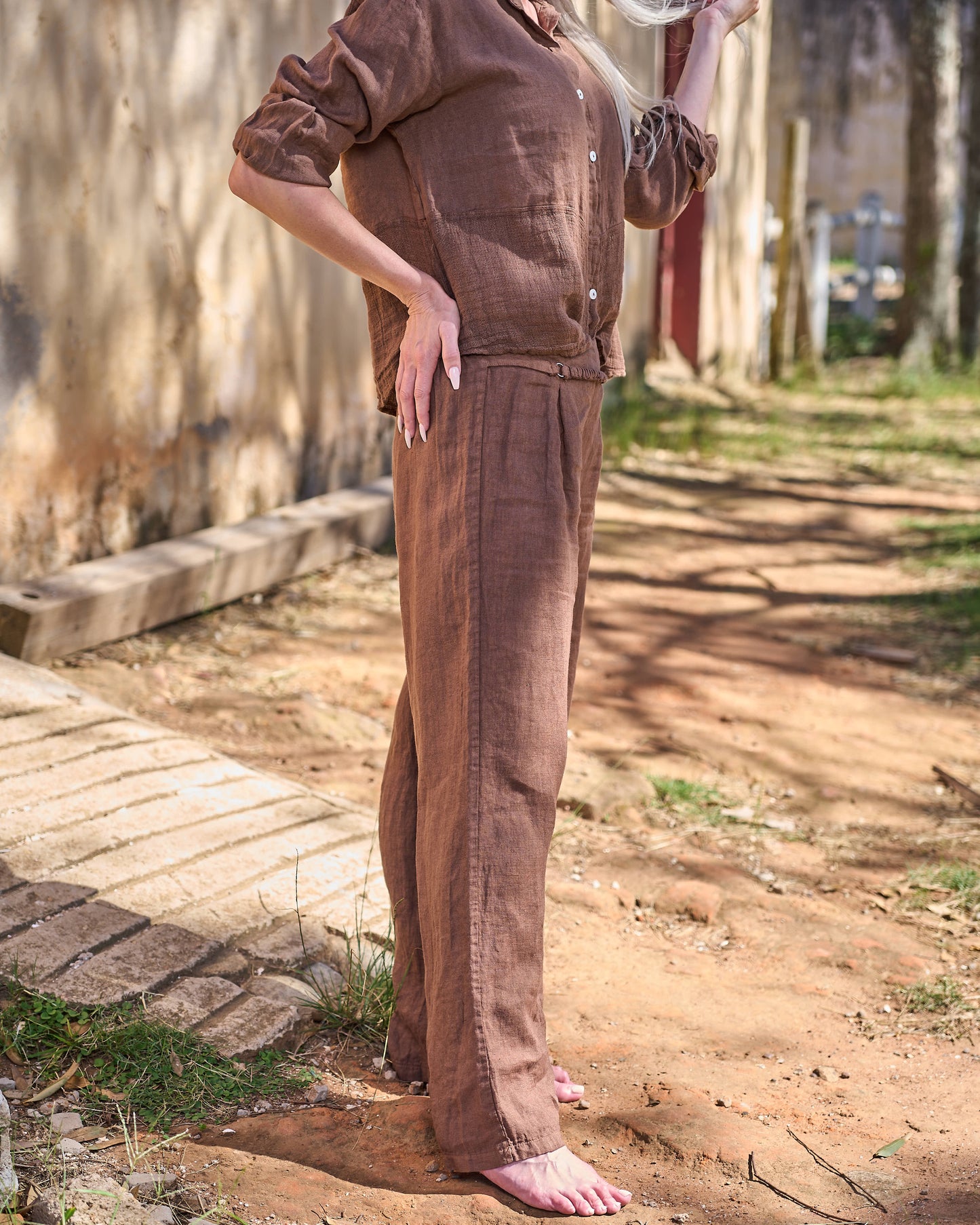 Step By Step Linen Pants | Chocolate