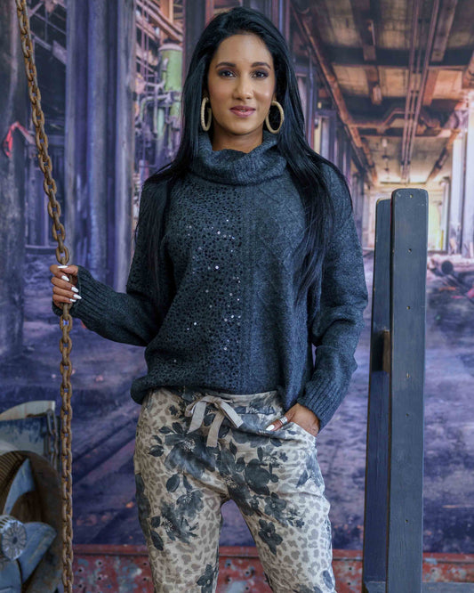 Stitch & Shimmer Knit | Charcoal