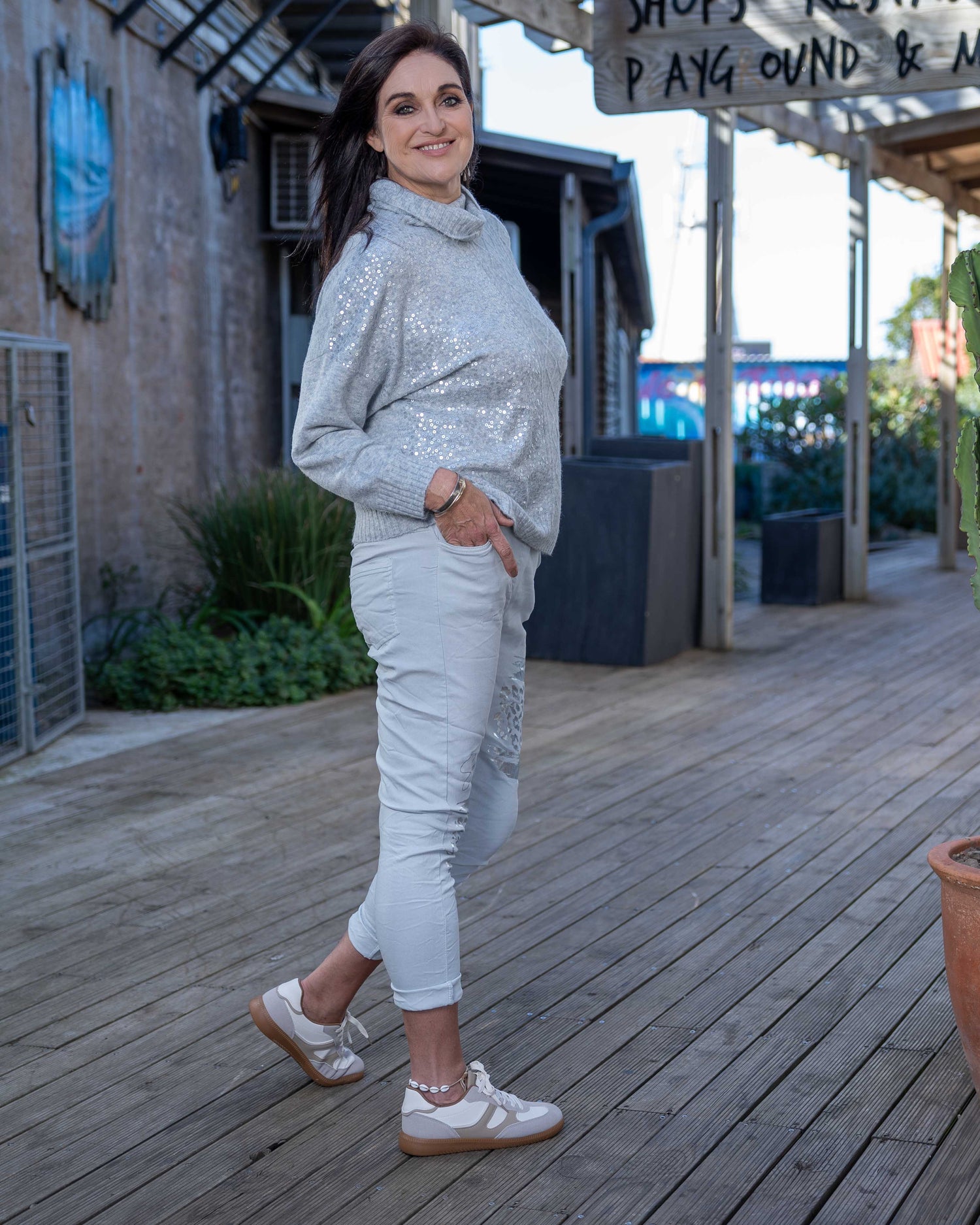 Stitch & Shimmer Knit | Grey