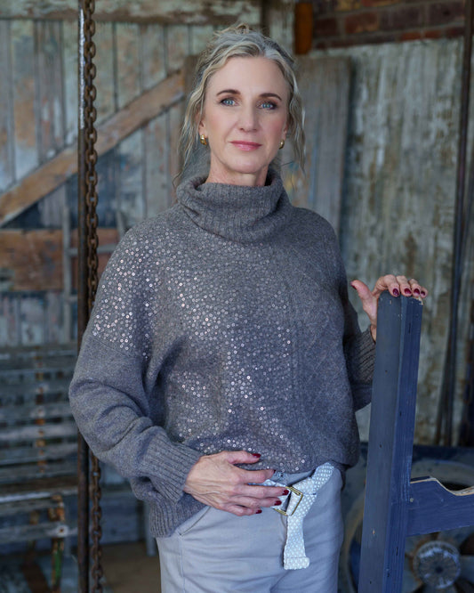 Stitch & Shimmer Knit | Taupe