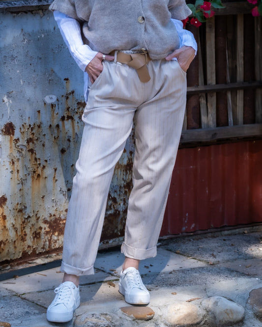 Stripe & Stride Belted Pants | Beige