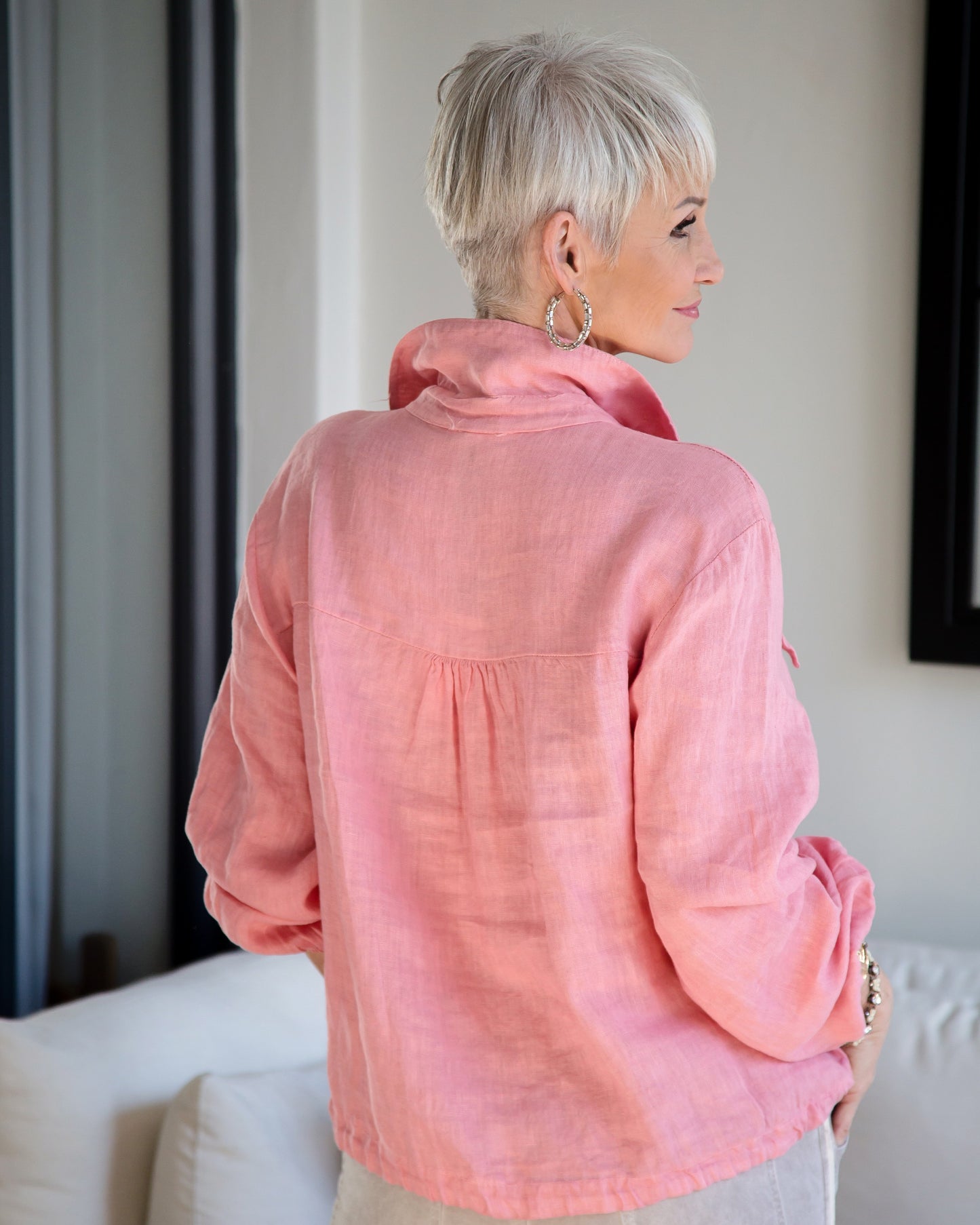 Summer Spritz Linen Shirt | Peach
