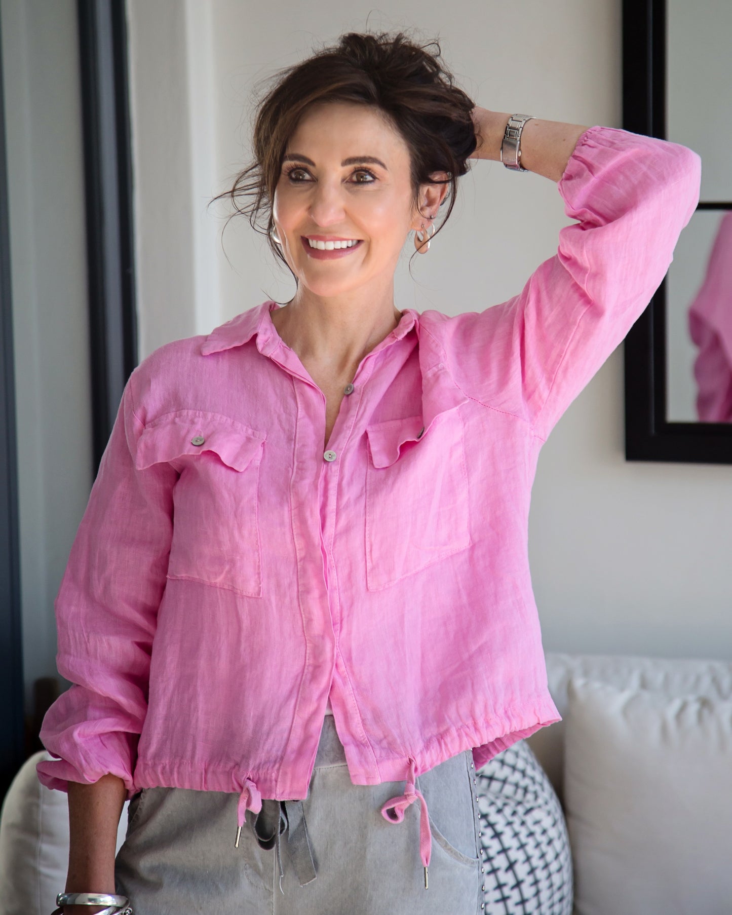 Summer Spritz Linen Top | Pink