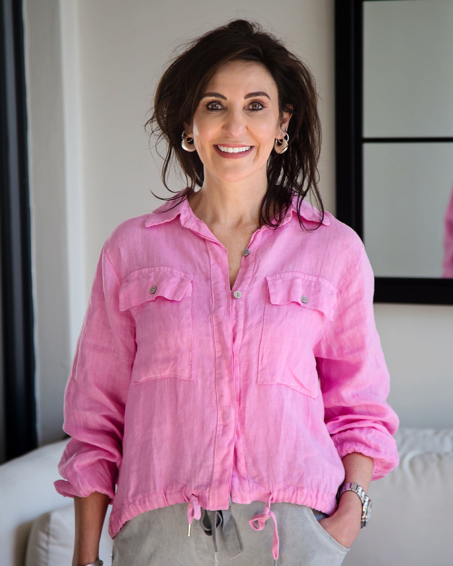 Summer Spritz Linen Top | Pink