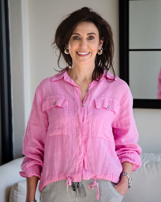 Summer Spritz Linen Top | Pink