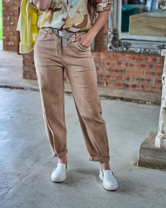 P.S I Love You Belted Pants | Camel