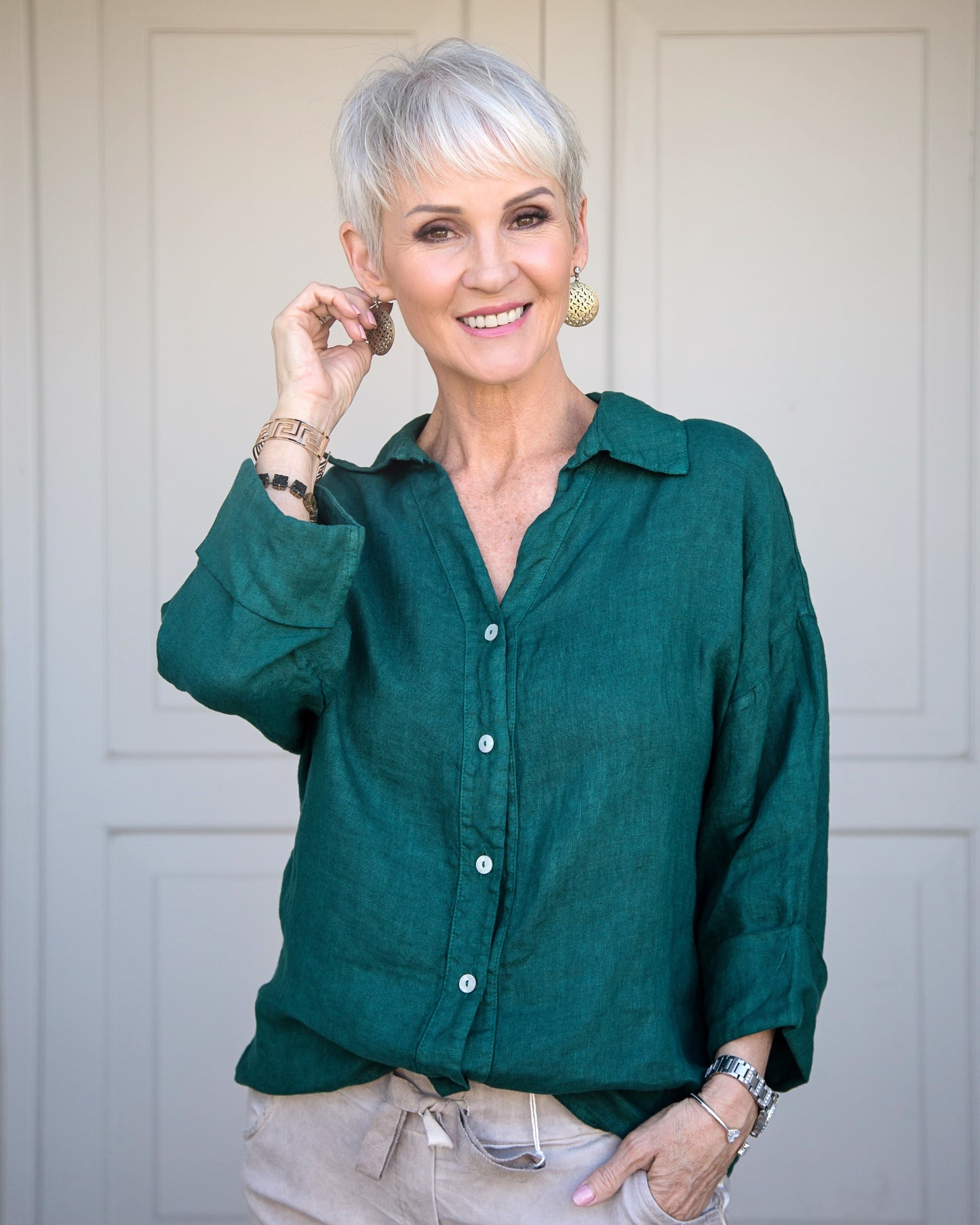 Fire In My Soul Linen Shirt | Emerald