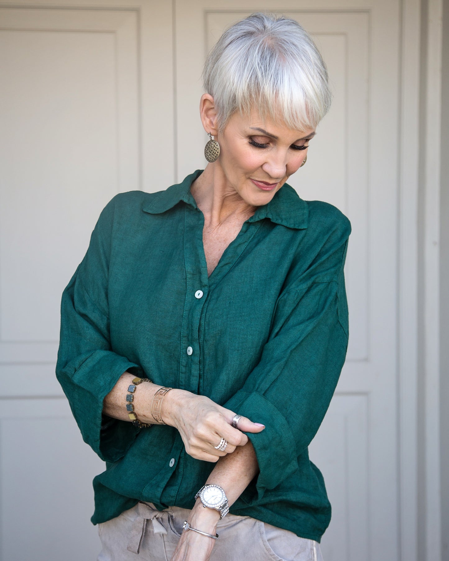 Fire In My Soul Linen Shirt | Emerald