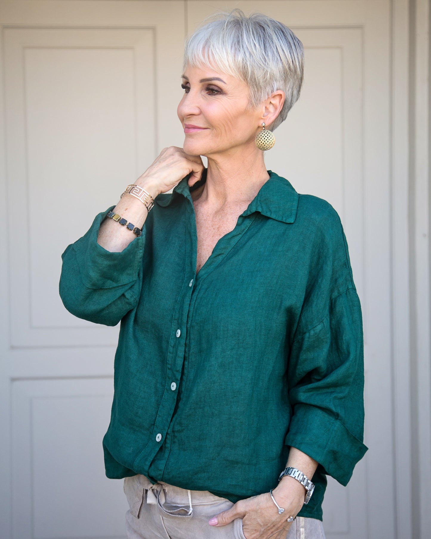 Fire In My Soul Linen Shirt | Emerald