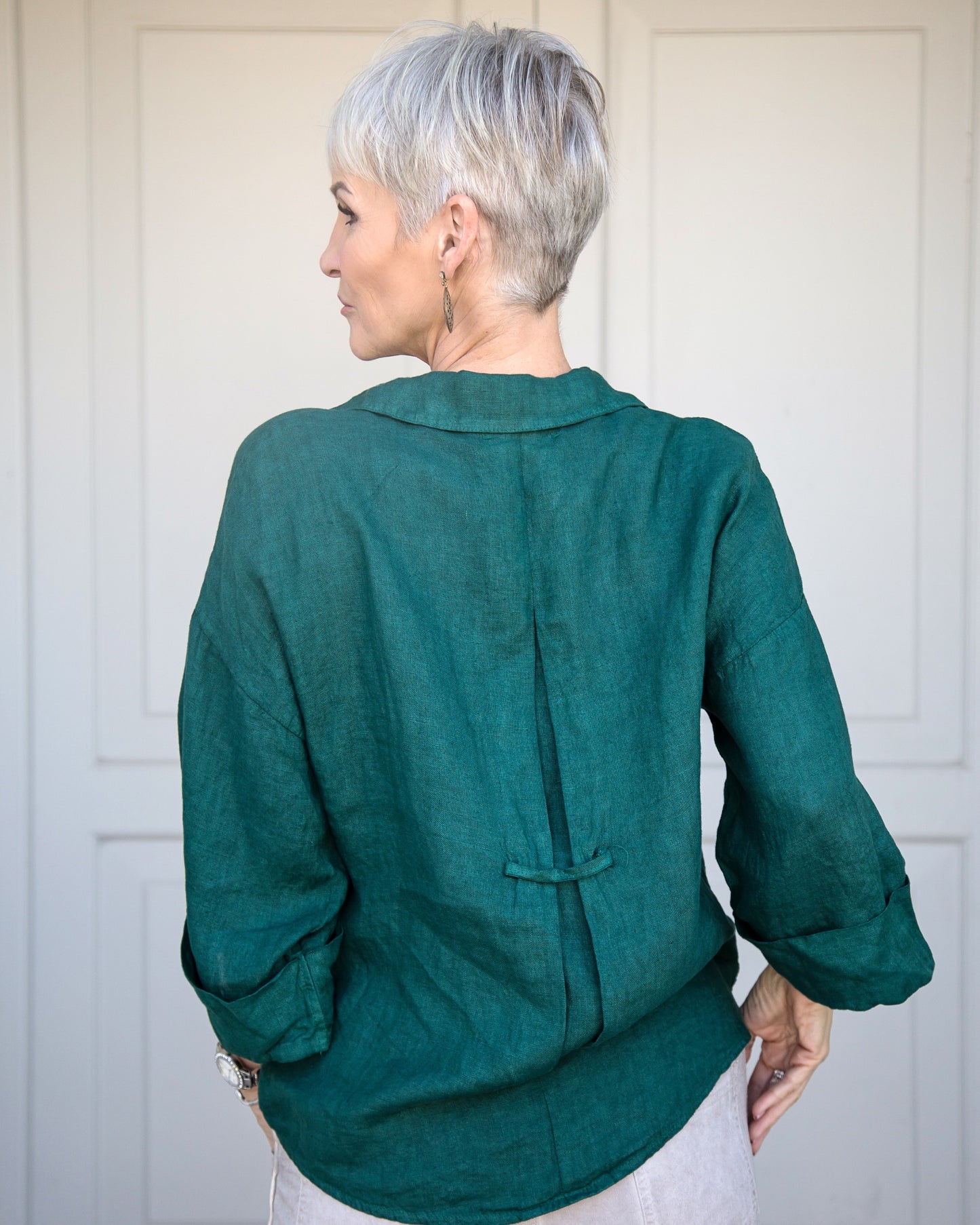 Fire In My Soul Linen Shirt | Emerald