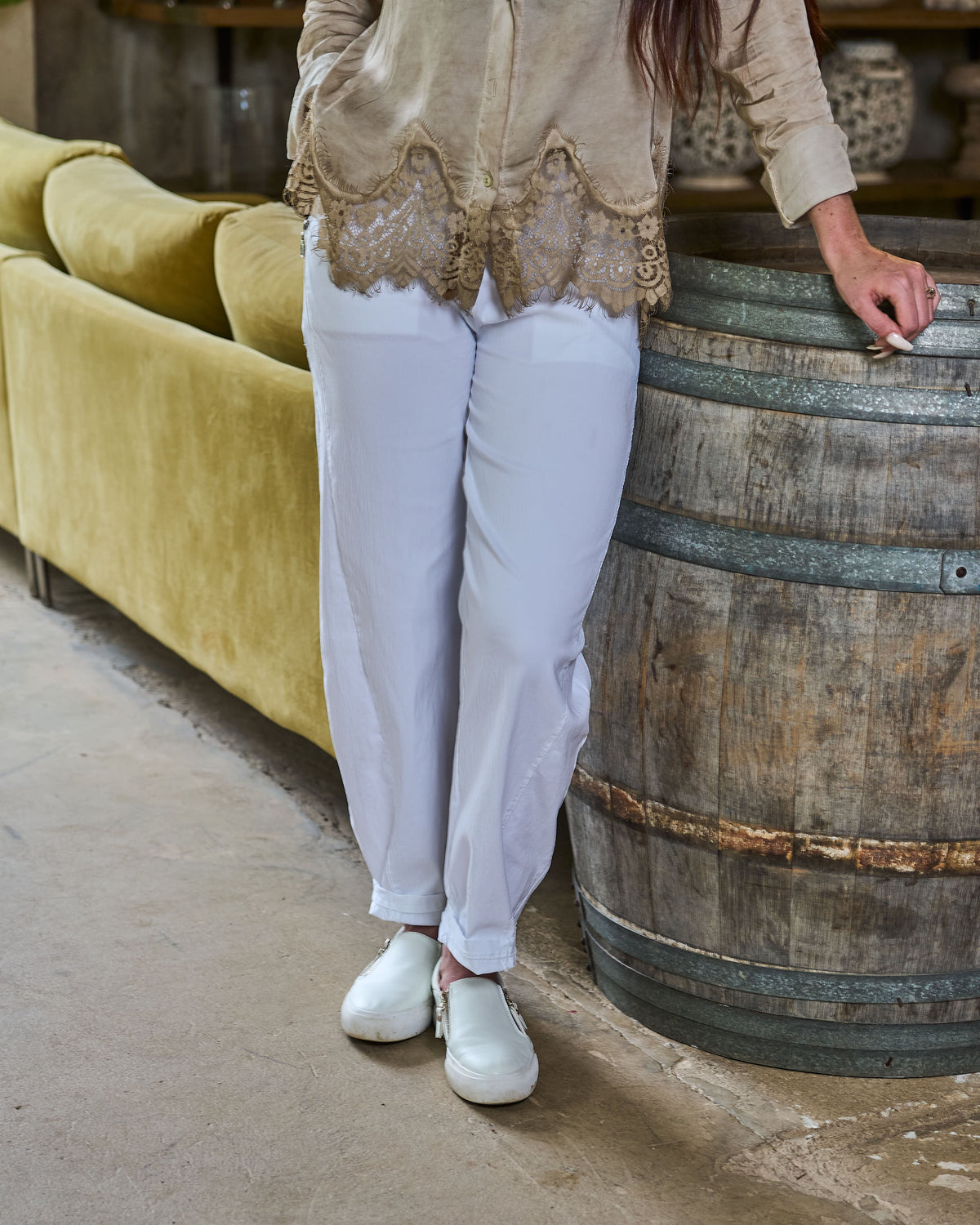 P.S I Love You Belted Pants | White