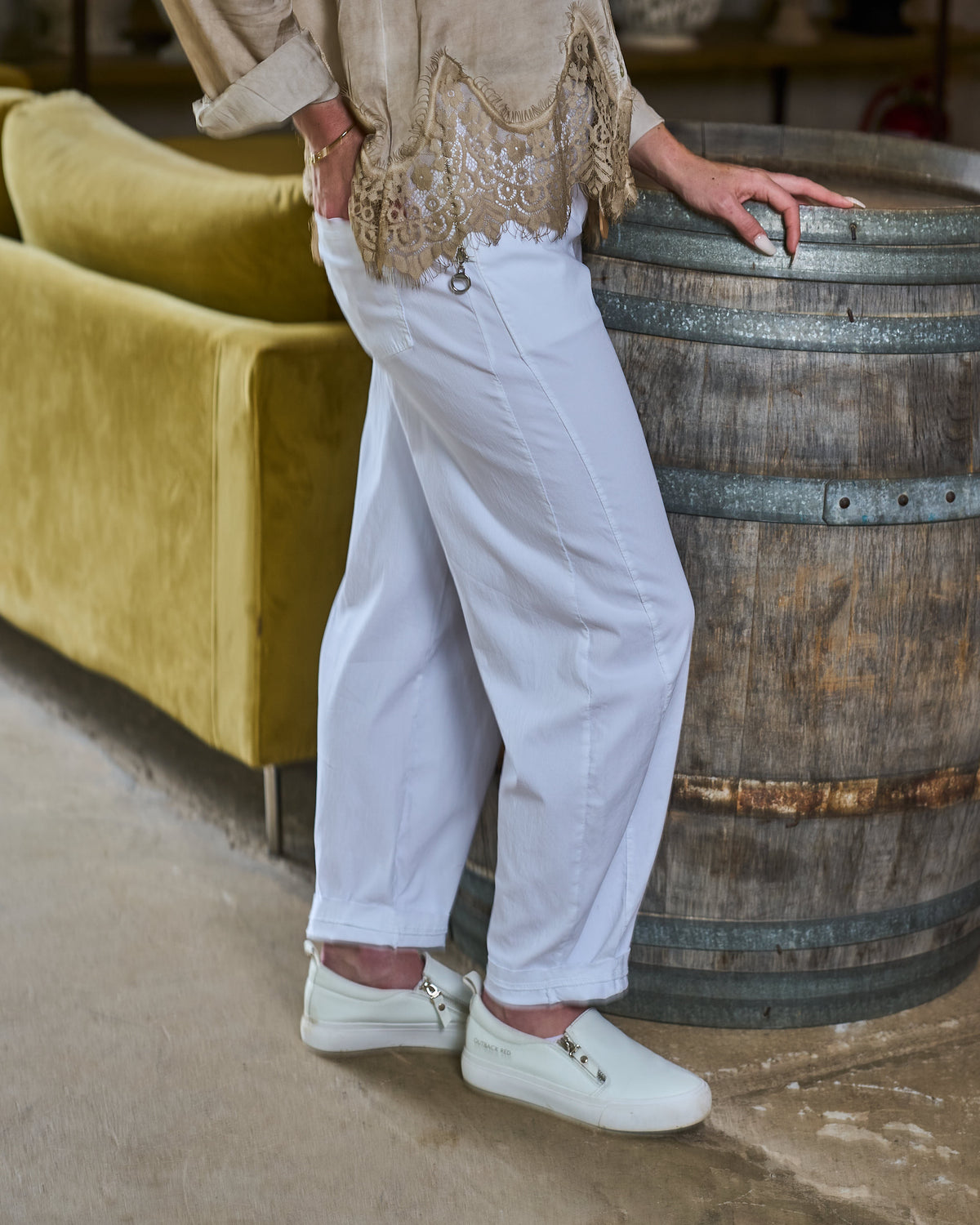 P.S I Love You Belted Pants | White