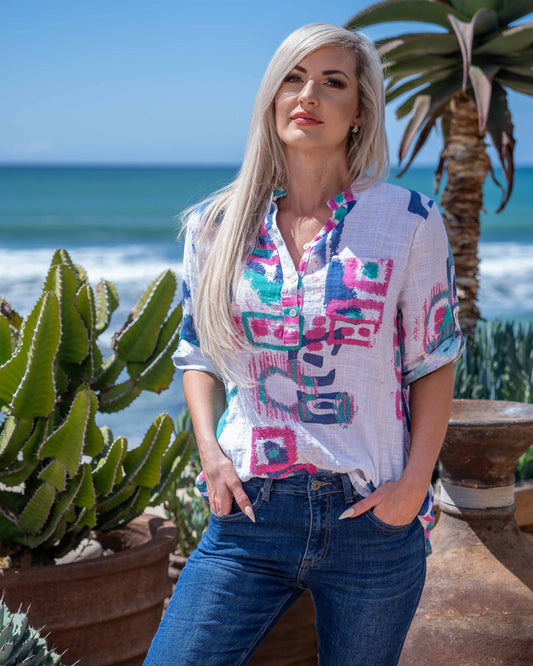Tropical Twist Shirt | White
