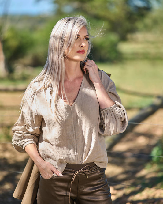 Tuscan Sun Linen Top | Cashmere
