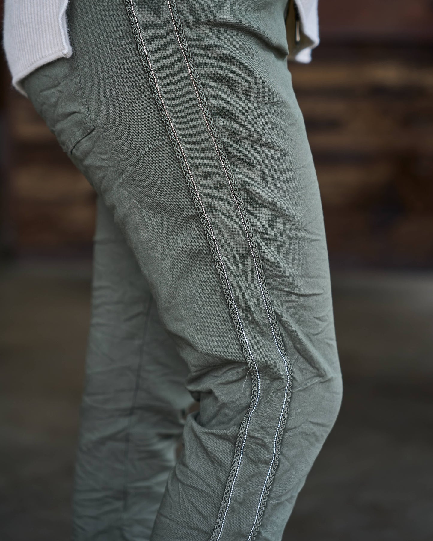 Tuscan Texture Drawstring Pants | Olive