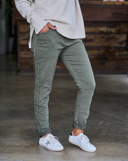 Tuscan Texture Drawstring Pants | Olive
