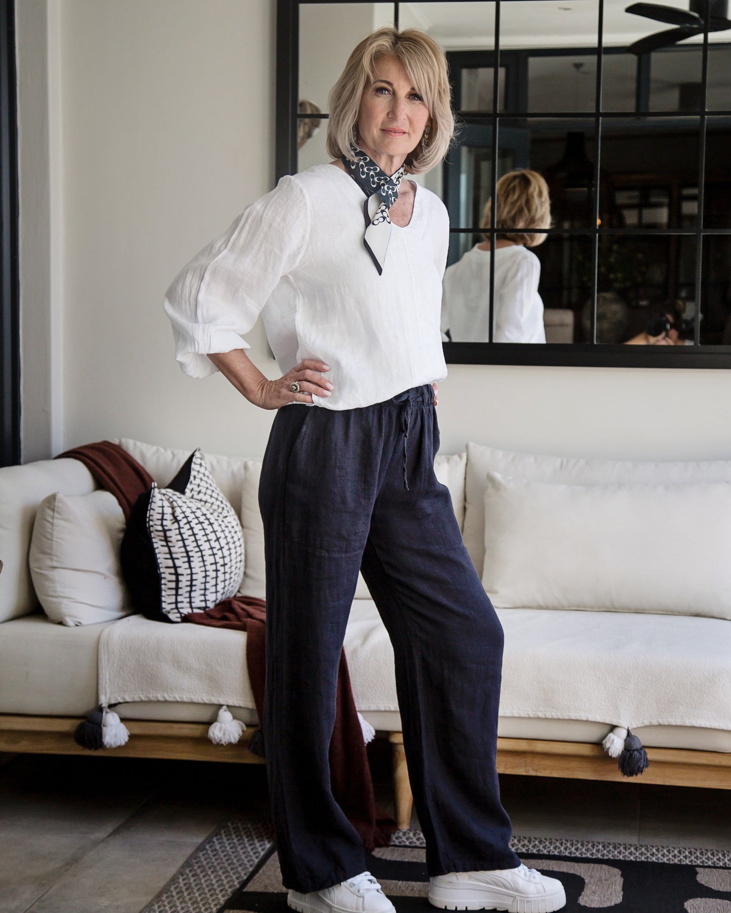 Tuscan Sun Linen Top | White