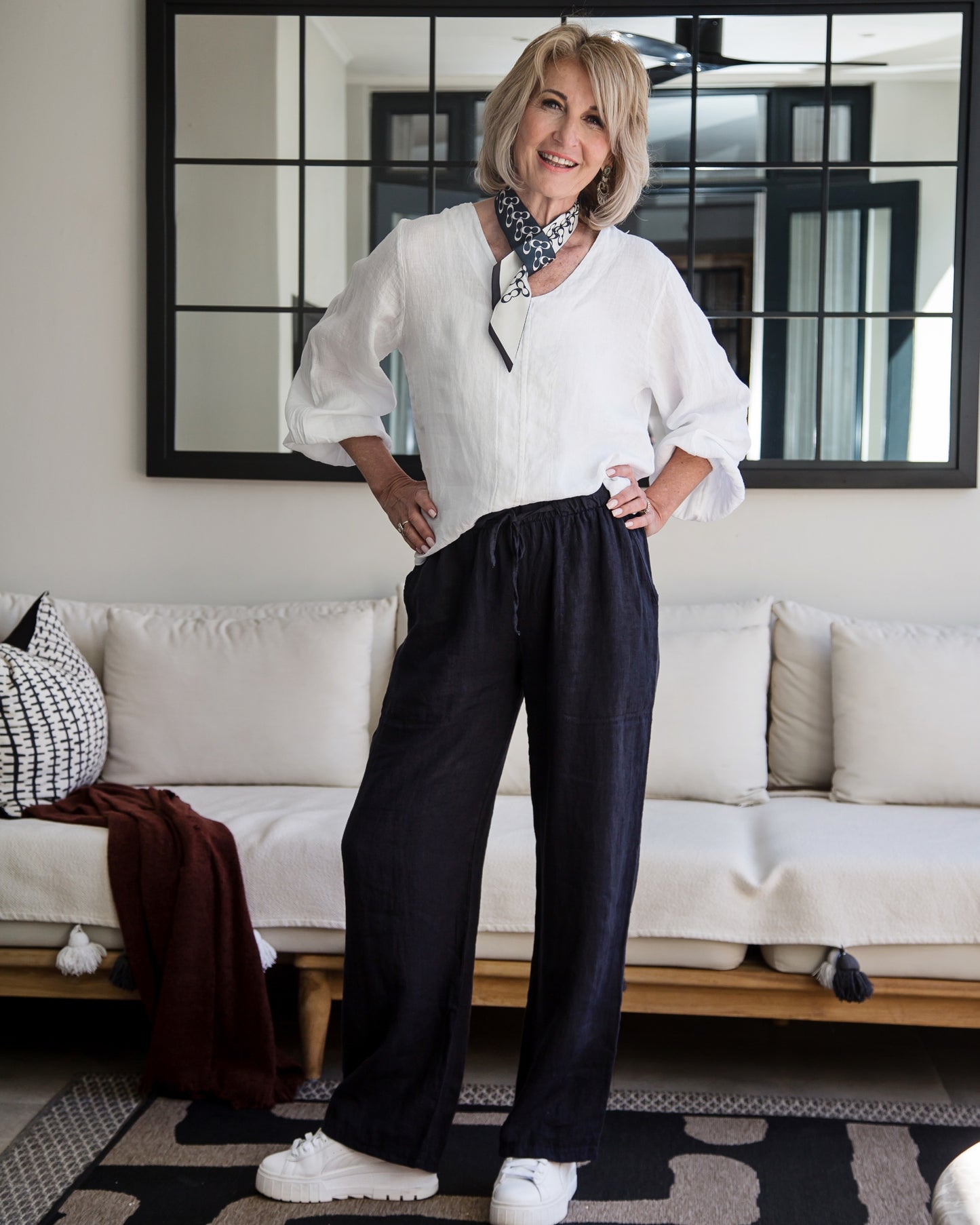 Tuscan Sun Linen Top | White