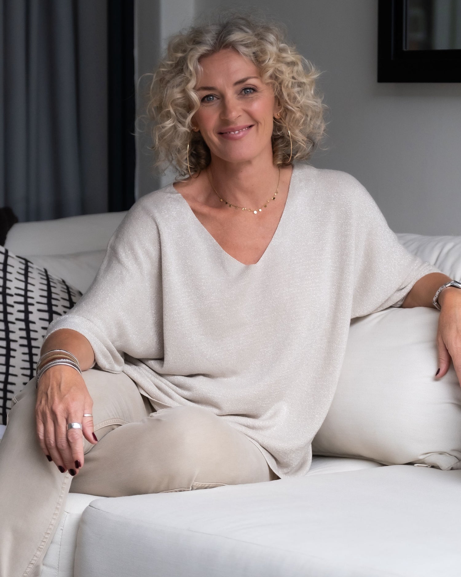 Twinkle Touch V-Neck | Beige