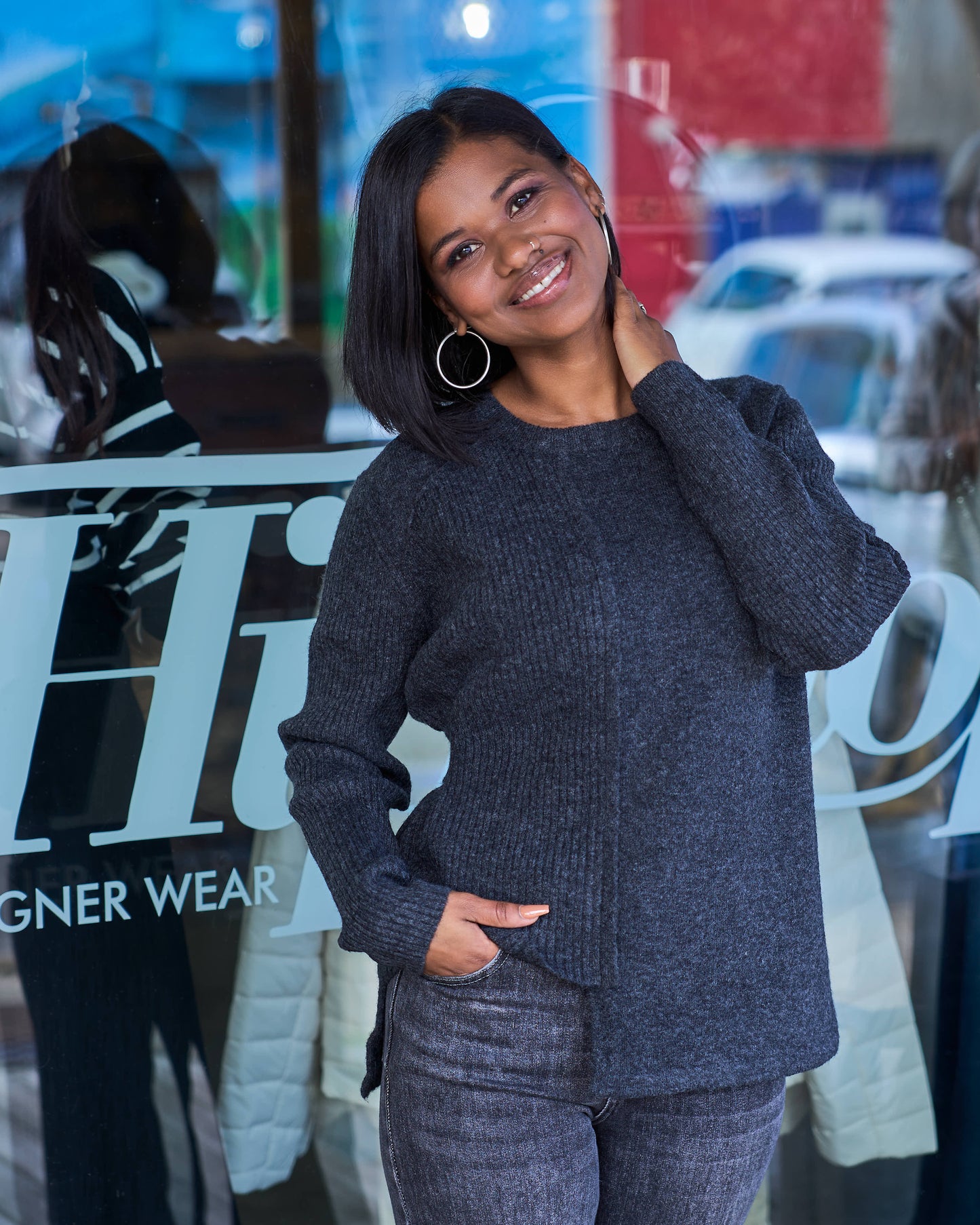 Vertical Pleat Knit | Dark Grey