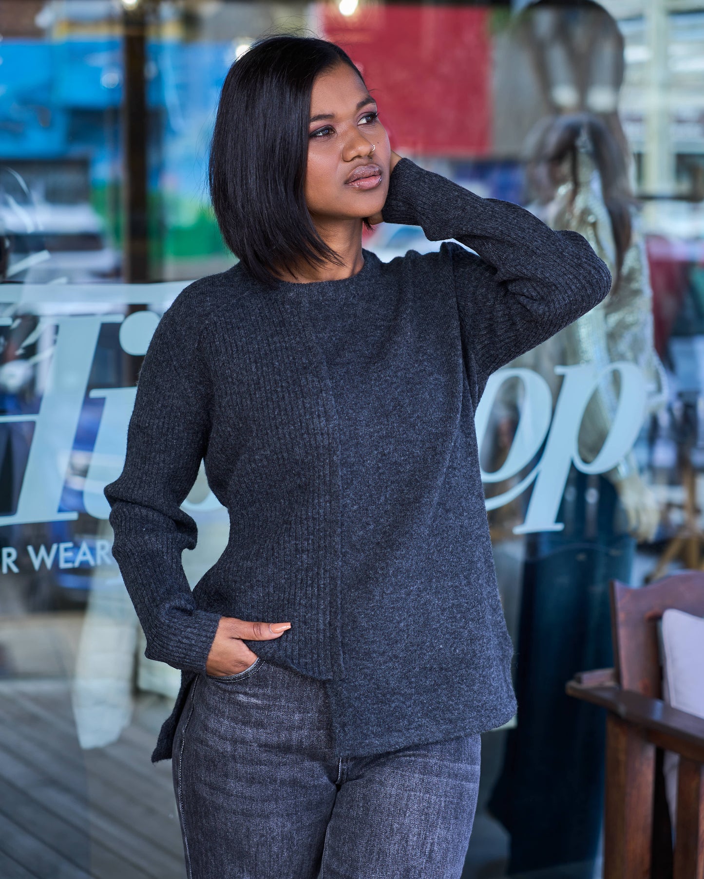 Vertical Pleat Knit | Dark Grey