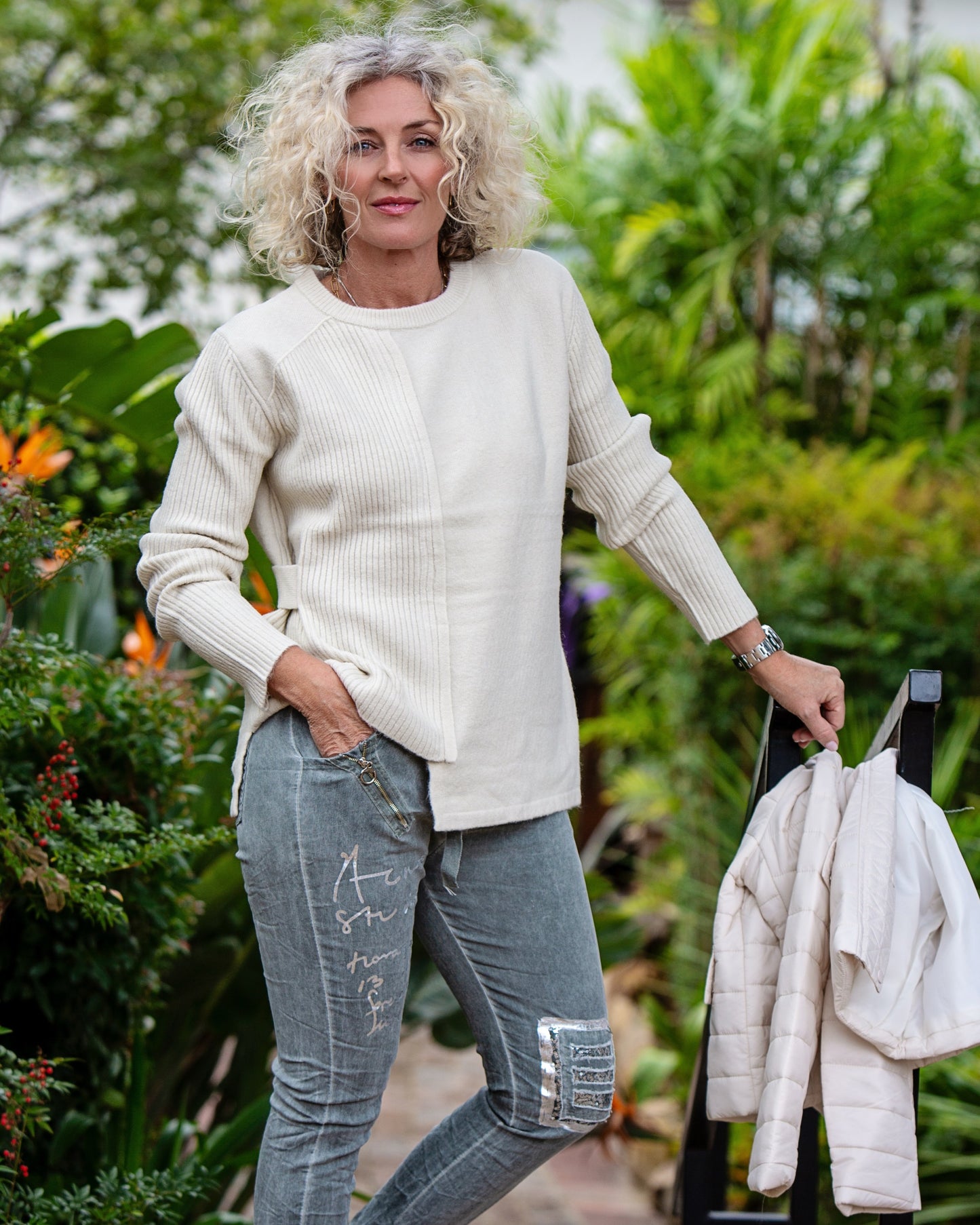 Vertical Pleat Knit | Light Beige