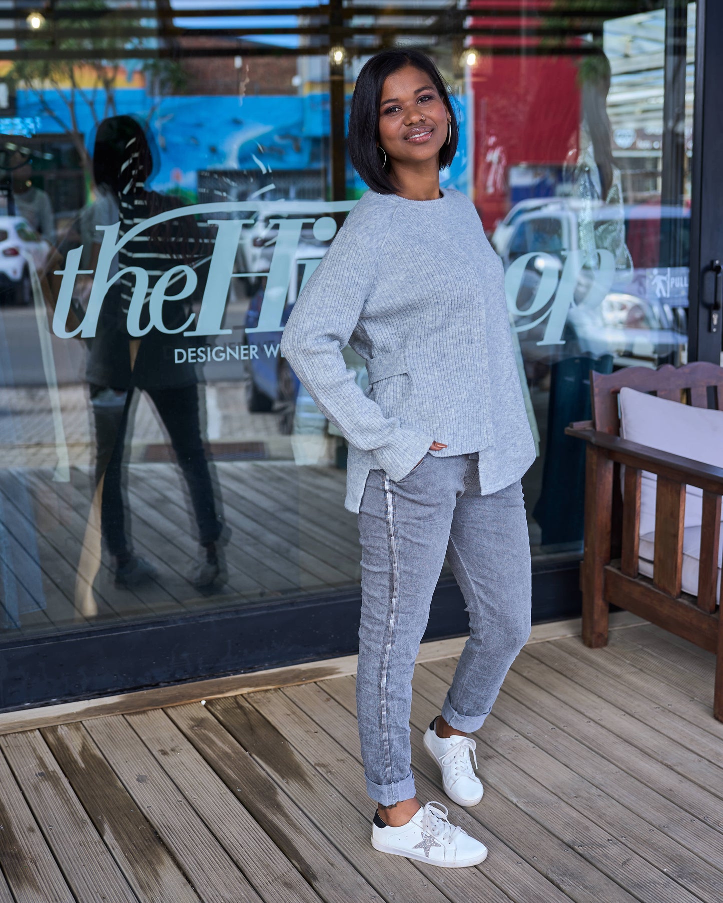 Vertical Pleat Knit | Light Grey