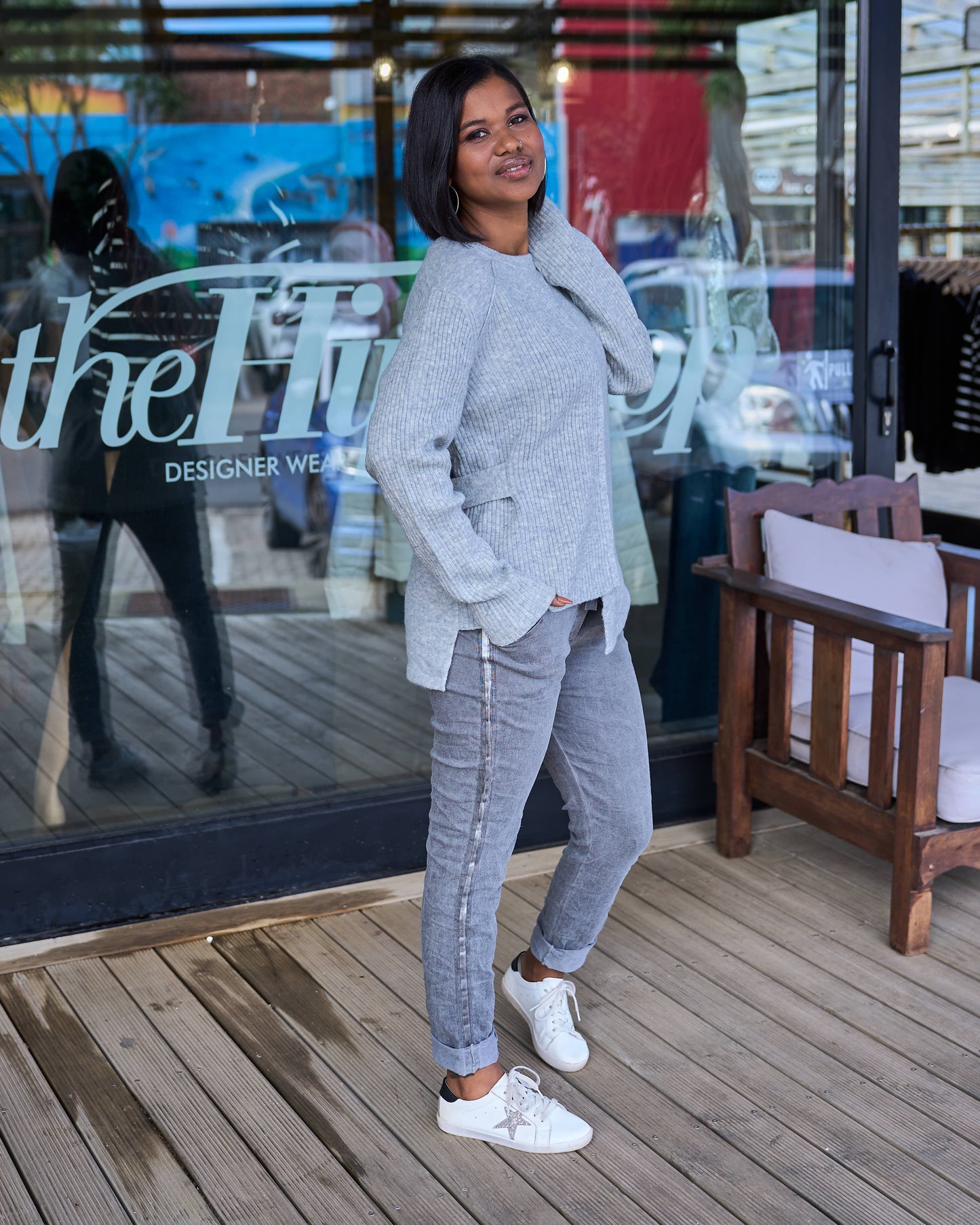 Vertical Pleat Knit | Light Grey